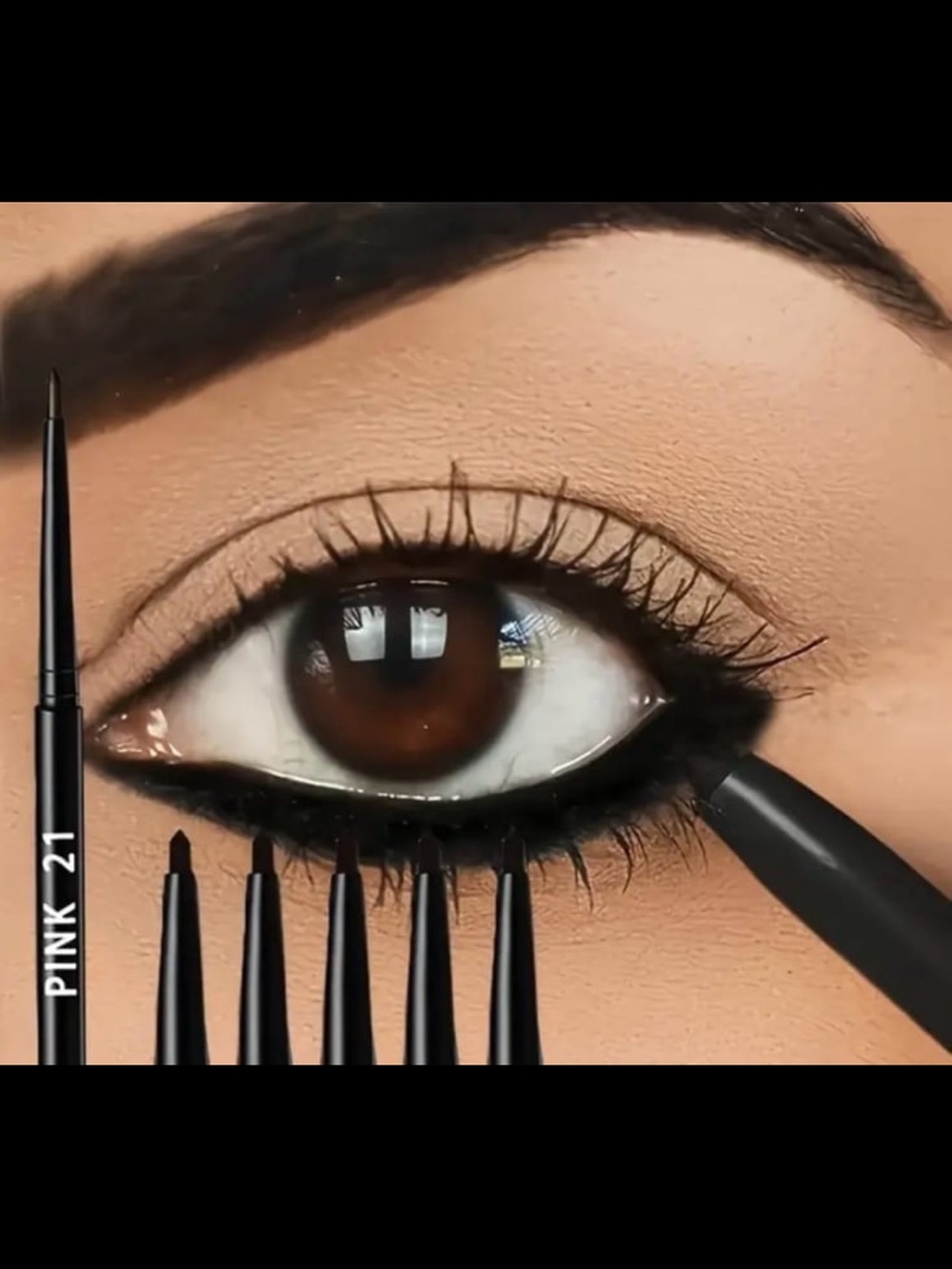New! “Pink-21” Six (6) Pack Waterproof & Sweat-Proof Black Eyeliner Pencil